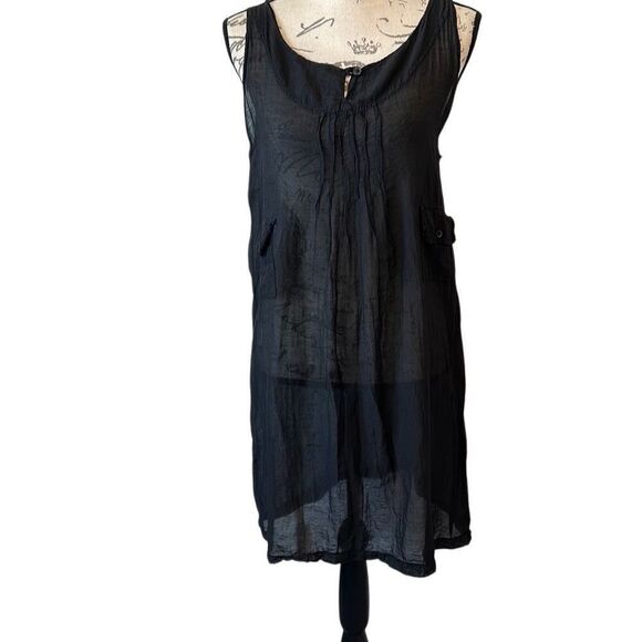Italian Silk cotton blend Swim Beach Sheer dress Cover - Picture 1 of 5